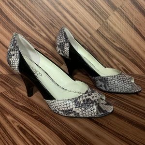 Franco Sarto Crash Faux Snakeskin Peep Toes, 5.5